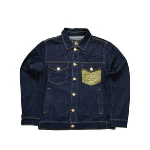 大码 包邮 男 嘻哈老牌后背立体压印水洗牛仔翻领夹克外套Y021 美式