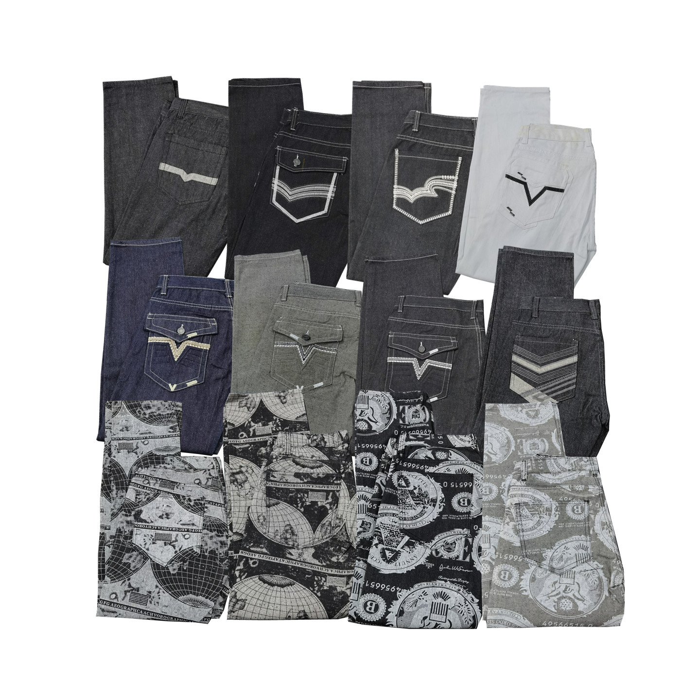 大码美式直筒牛仔长裤