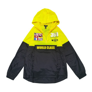 小码 包邮 清仓初秋薄款 撞色连帽套头风衣Y217 前后印花街头时尚 断码