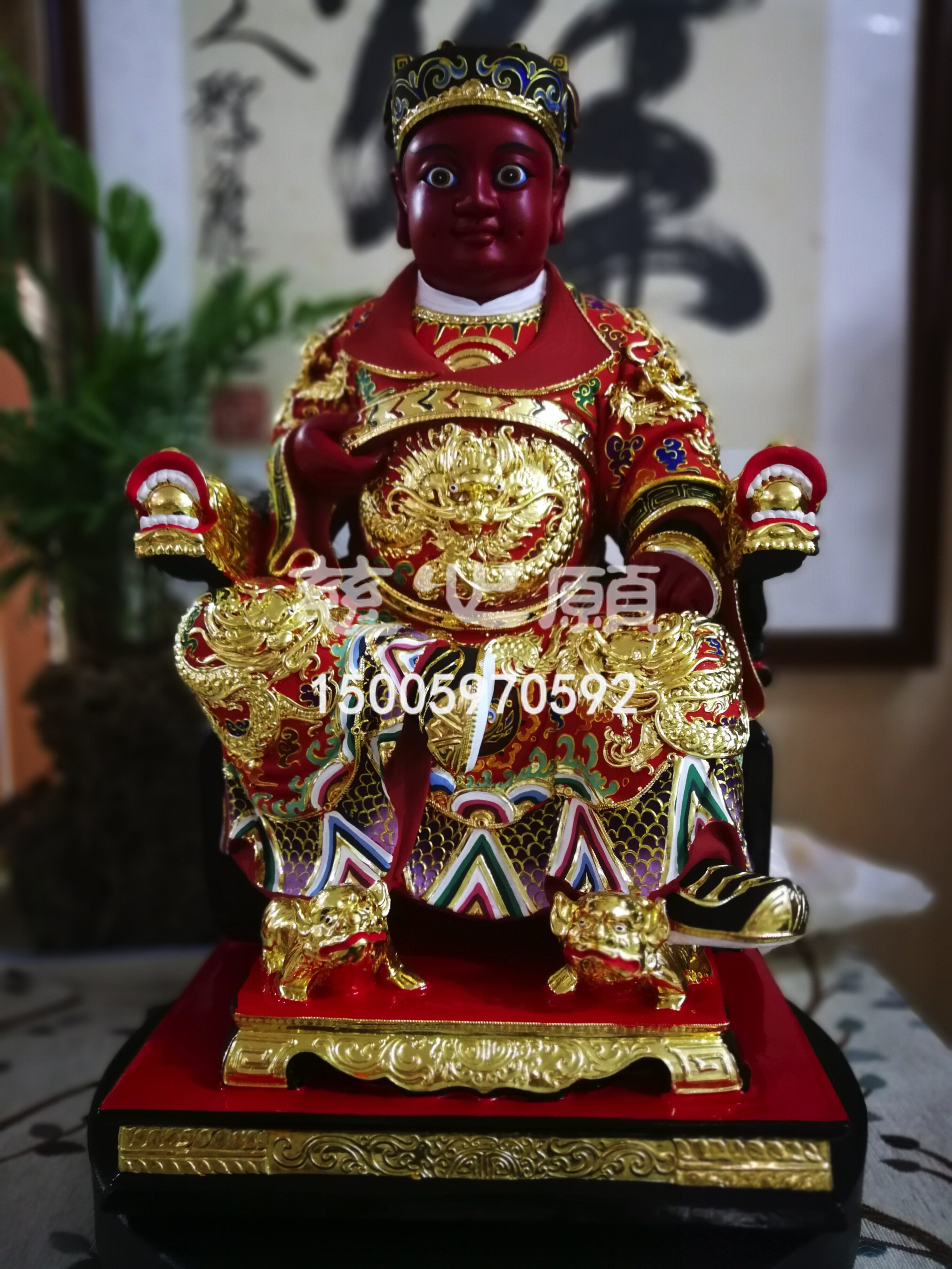 香樟木雕广泽尊王郭圣王公保安尊王十三太保神像摆件纯手工定制