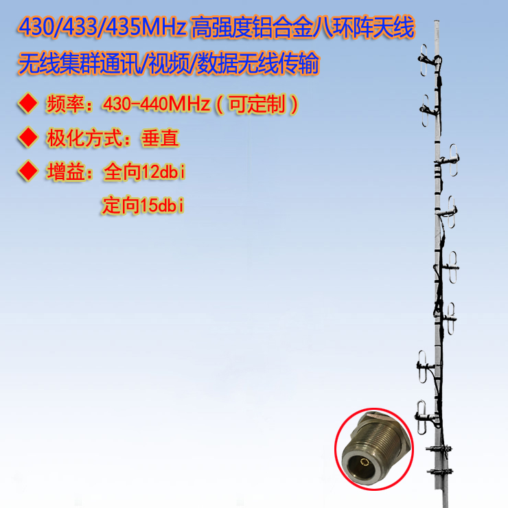 430-433-435-438-440MHz八环阵天线无线图传对讲系统用LBD-400IIA