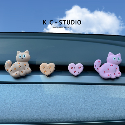 特斯拉model3/Y出风口摆件可爱豹纹猫汽车空调饰品车载香薰扩香