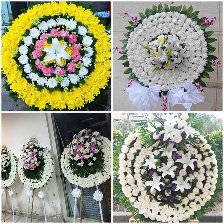 武汉市洪山区汉南区蔡甸区同城送白事花圈清明菊花束追悼丧事花蓝