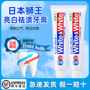 日本LION狮王大白牙膏White美白去黄牙渍垢清新口气口臭亮白牙齿