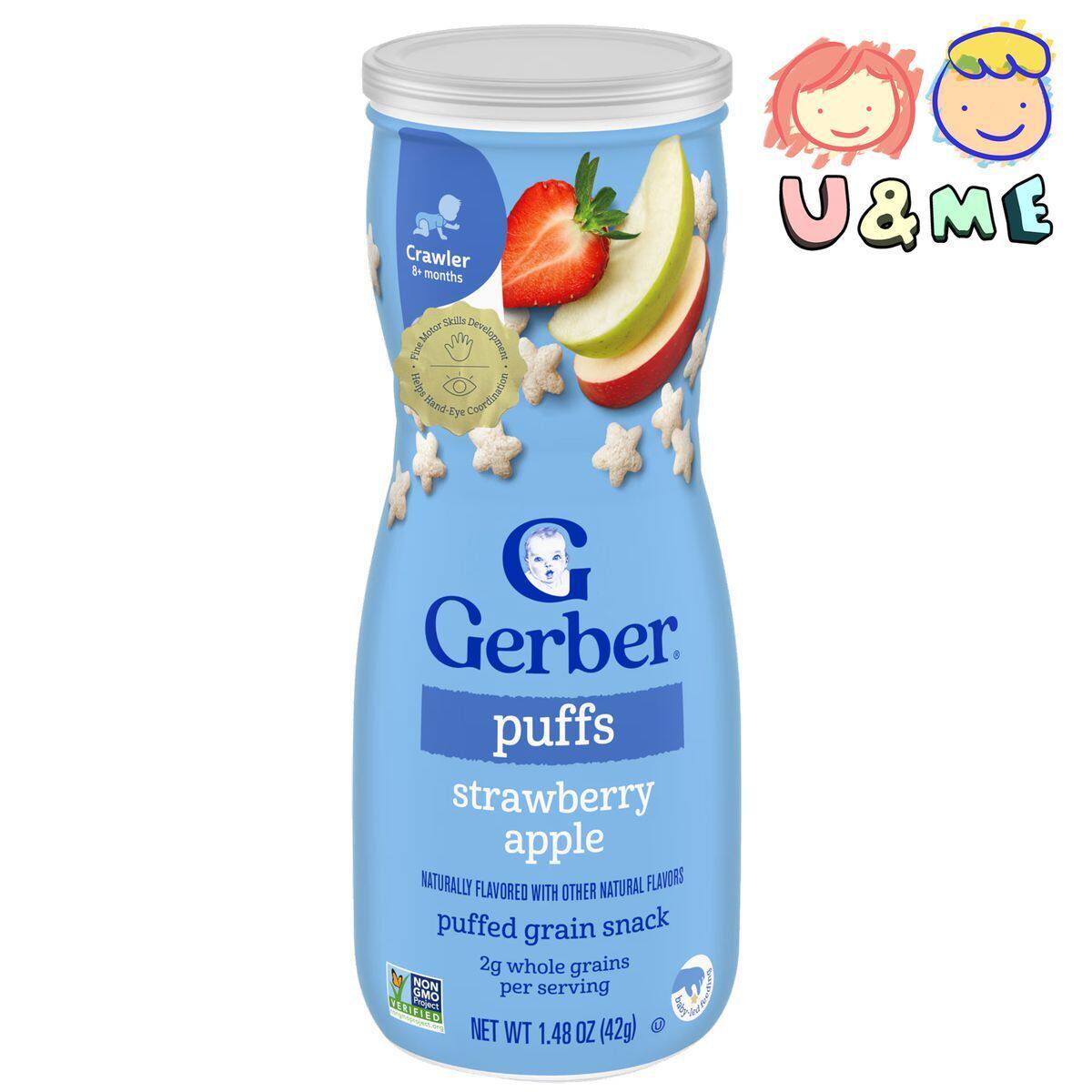 Gerber 嘉宝泡芙草莓苹果味星星饼42g有助宝宝健康的成长入口即溶