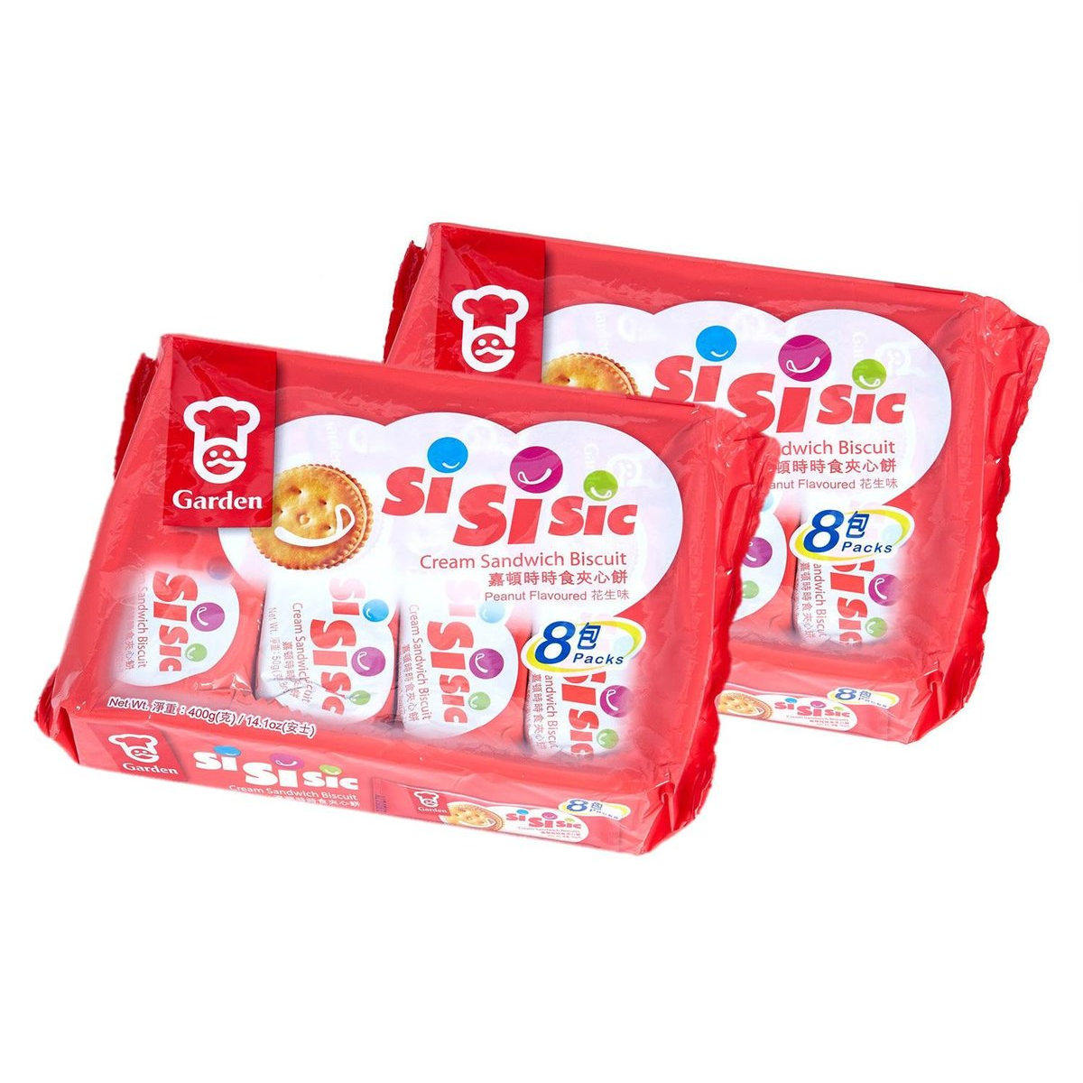 嘉顿 香港进口2件优惠装时时食花生夹心饼松脆口感美味夹心400g*2