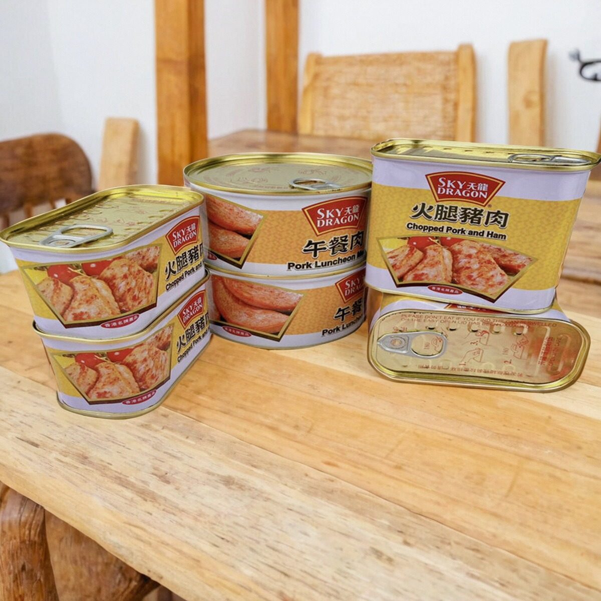 香港茶餐厅天龙牌金华火腿午餐肉即食罐头340*2罐方便火锅肉制品