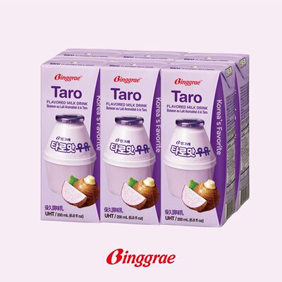 Binggrae 韩国香芋牛奶6包采用新鲜脱脂牛奶制成浓浓奶香混合香芋