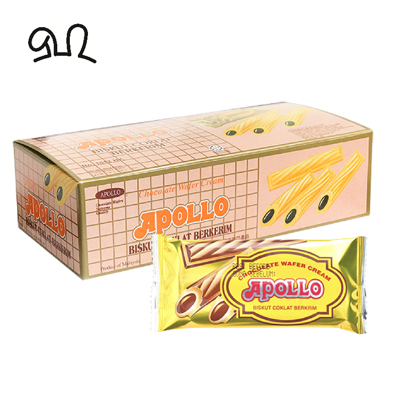 进口APOLLO阿波罗巧克力蛋卷朱古力夹心威化零食11gX30包经典零食