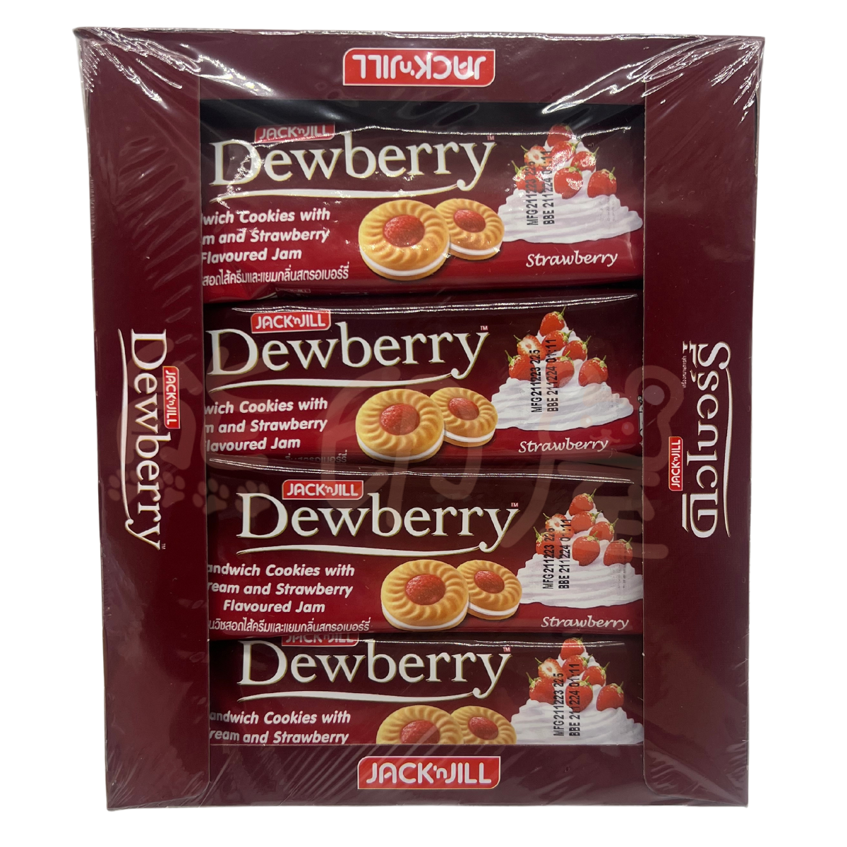 JACK'nJILL珍珍进口DEWBERRY草莓夹心饼盒装324G办公休闲零食点心