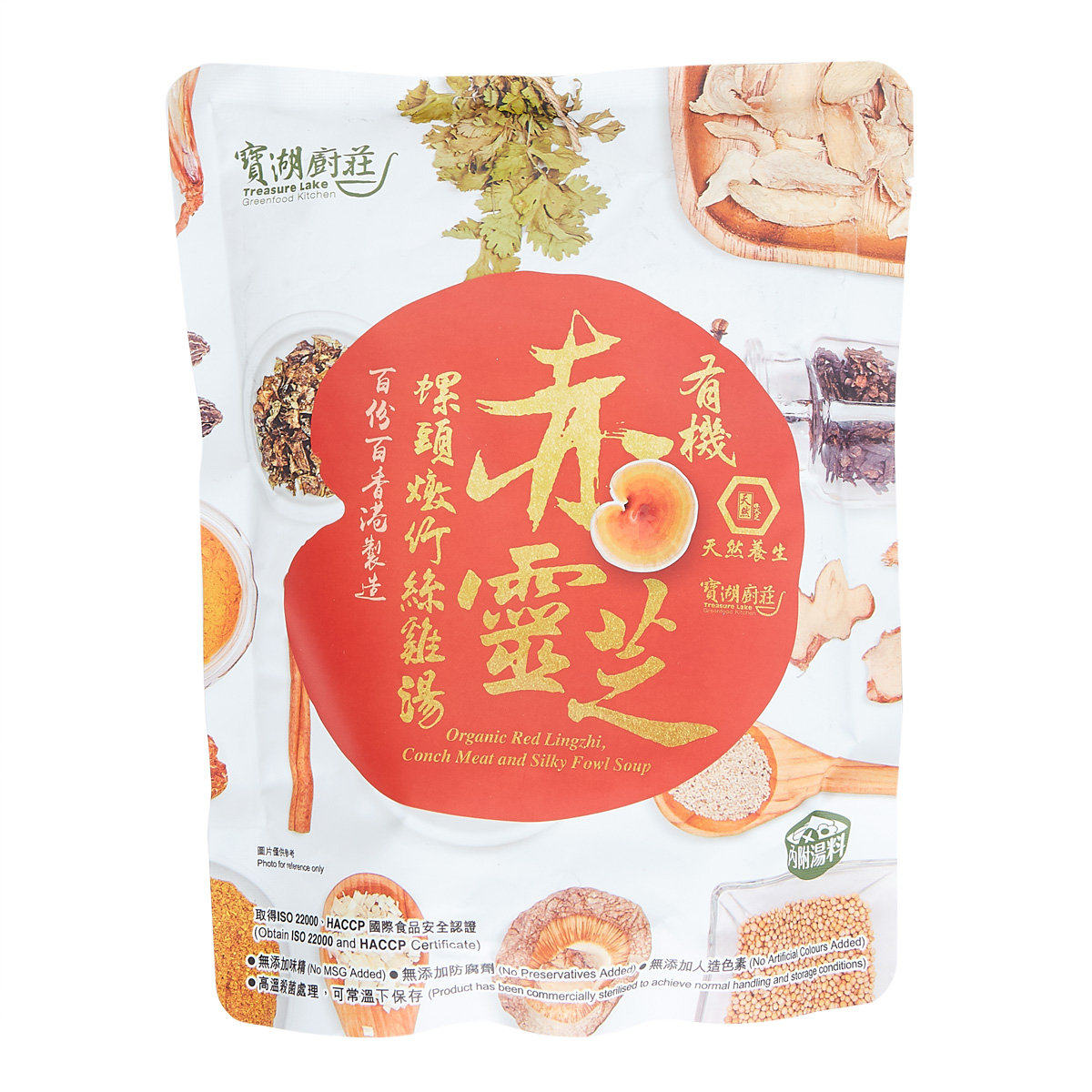 香港·宝湖厨庄 - 赤灵芝螺头燉竹丝鸡汤袋装500克 #汤包煲汤食材