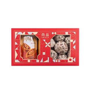 尚品鲍菇双珍礼盒尚品回味鲍红烧鲍鱼4只380G原木白花菇无脚100G