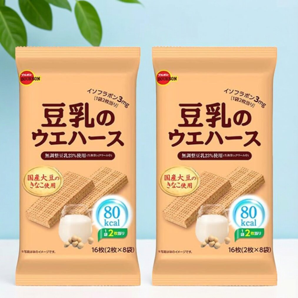 百邦 豆乳威化饼2包休闲解馋独立包装8袋每袋2块苏打饼干休闲小吃