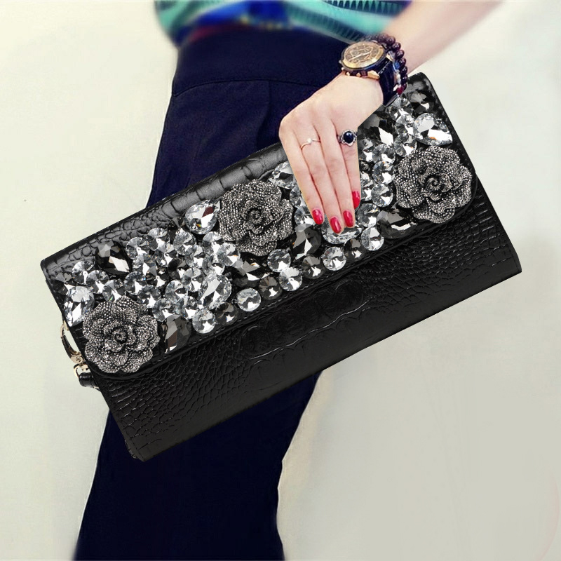 手拿真皮宴会手抓包镶钻时尚潮流