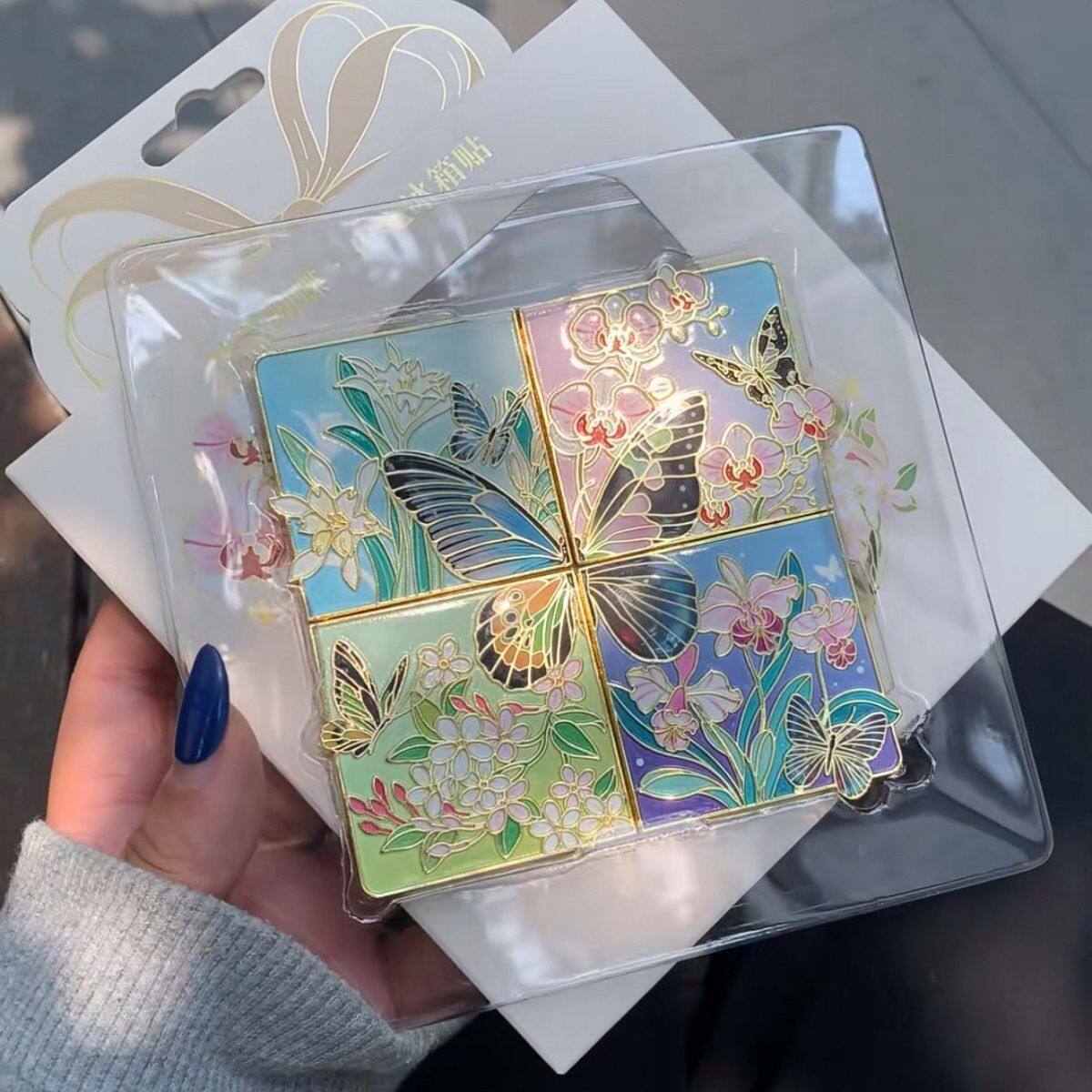 美感热带蝴蝶拼图夜光金属冰箱旅游文创定制花格伴手礼送朋友礼物