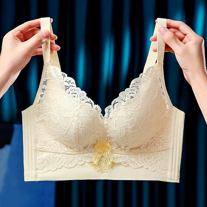 罗丽丝乳胶文胸女聚拢小胸上托无钢圈调整型胸罩收副乳内衣防下垂