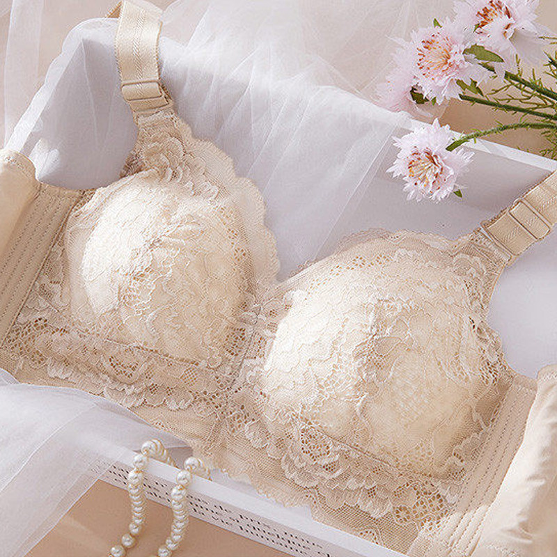 罗丽丝内衣女无钢圈薄款大胸显小季聚拢收副乳防下垂调整型文胸罩