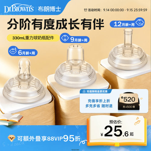 【仅适用布朗博士330mlPPSU重力球奶瓶】 重力球吸管吸嘴配件套装