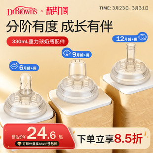 重力球吸管吸嘴配件套装 仅适用布朗博士330mlPPSU重力球奶瓶