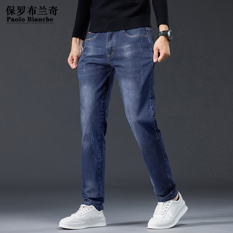 保罗男士2025春秋新款牛仔裤舒适男装棉感百搭休闲亲肤透气长裤