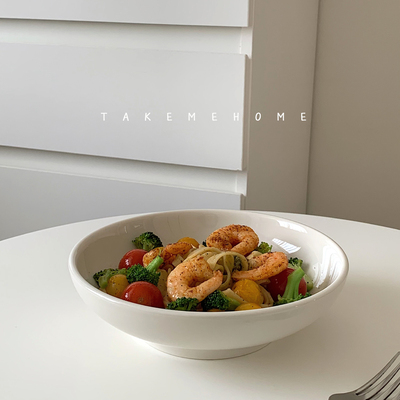 乳白深盘takemehome陶瓷釉下彩