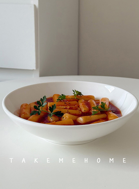 Tuxton好用的中式炒菜盘浅汤盘沙拉盘炒饭盘中餐家用好看白色斗碗