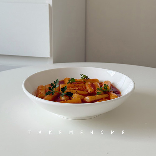 Tuxton好用的中式炒菜盘浅汤盘沙拉盘炒饭盘中餐家用好看白色斗碗