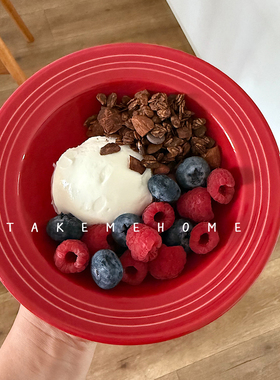 takemehome漂亮红色圈圈酸奶碗水果燕麦碗炒饭碗甜品碗节日氛围感