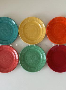 takemehome多巴胺盘子漂亮的马卡龙彩色甜品盘蛋糕盘面包盘釉下彩