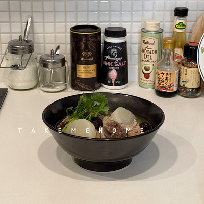 takemehome棕黑色大碗拉面碗螺蛳粉碗家用泡面碗大号汤碗酸菜鱼碗