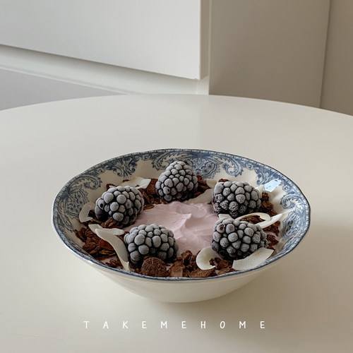 TAKEMEHOME中古风蓝边陶瓷碗