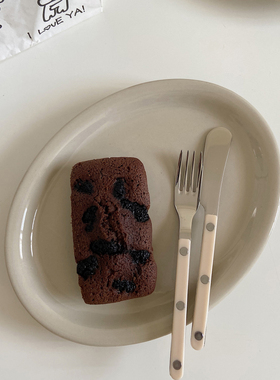 takemehome简约窄边椭圆盘面包盘店用brunch餐盘ins釉下彩灰色调