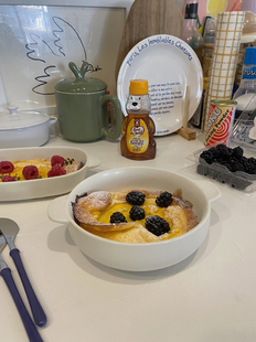 空气炸锅专用碗和烤盘日式 温柔奶油色烤箱用焗烤碗高颜值精致双耳