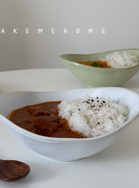 Tuxton匠人手捏元宝碗咖喱饭碗意面碗沙拉碗家用陶瓷釉下彩碗