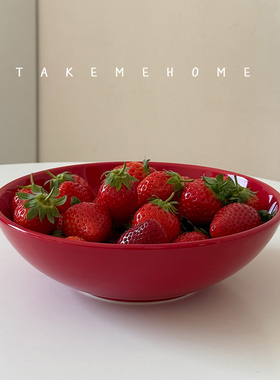 takemehome红色大碗新年喜庆碗沙拉拌面拌饭碗水果碗过年正红福气
