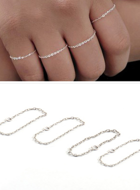 日韩极简约美链条戒指指环不掉色极细简约百搭链条戒指女素链尾戒