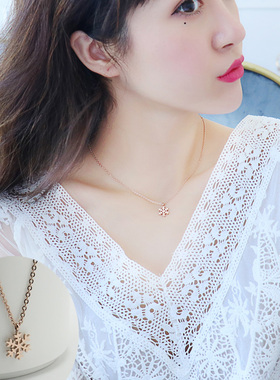 雪花玫瑰金韩国配饰时尚风锁骨链