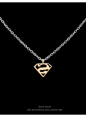 欧美金超人项链2024年新款女网红轻奢锁骨链女颈链个性毛衣链饰品