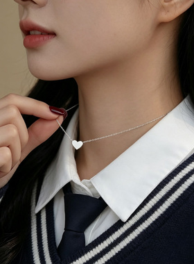 精致钛钢轻奢心形锁骨链女生日礼物送女友ins冷淡风百搭小众项链