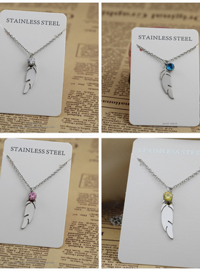 羽毛项链上新简约素几何钻吊坠设计感短项链锁骨链礼物女钻不掉色