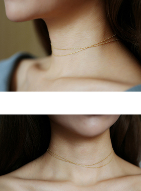 精细双层叠戴项链高级感辣妹风项圈个性锁骨链不掉色单链