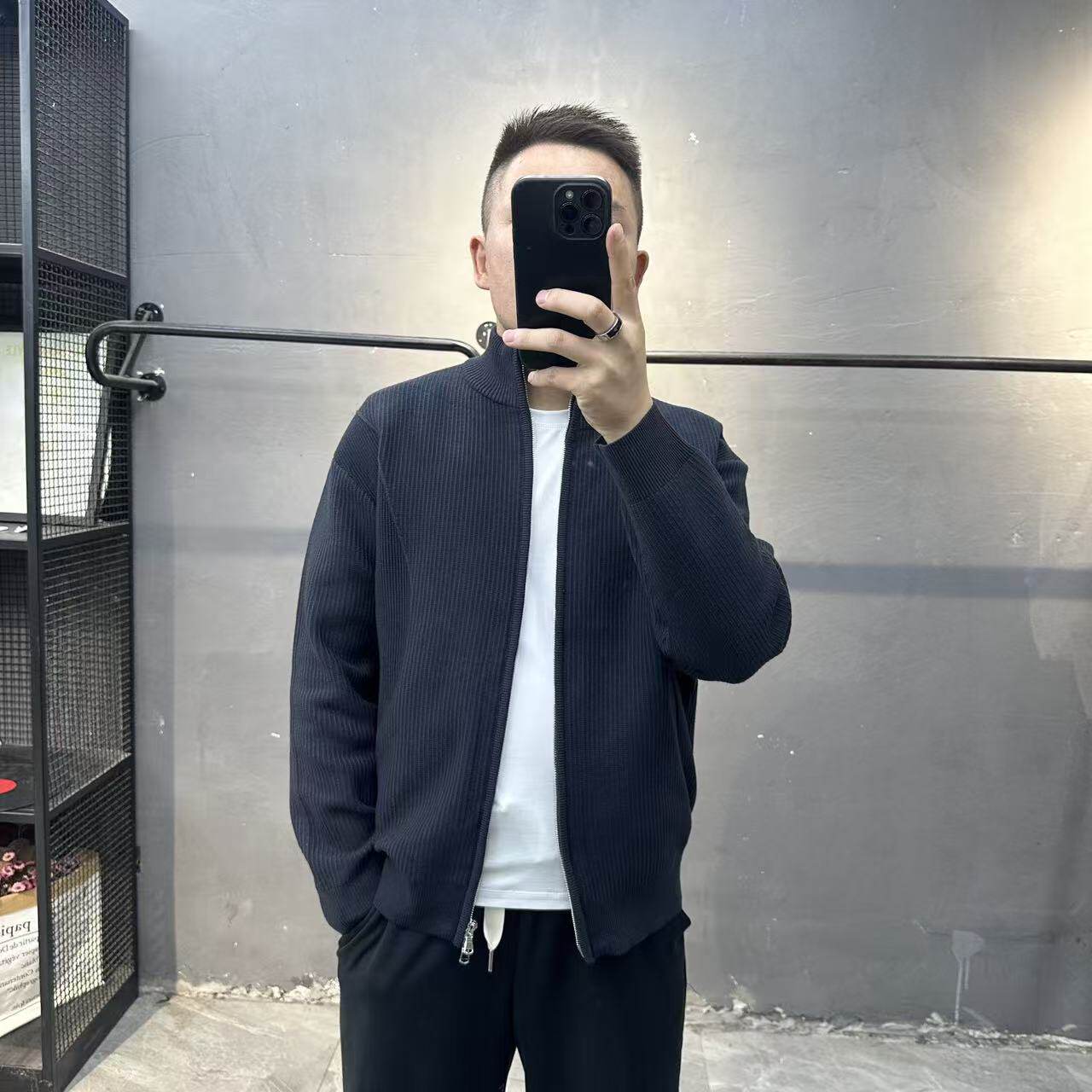 2025新款春秋季毛衣开衫薄款针织衫男士韩版立领纯色长袖拉链外套