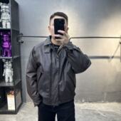 新款 老钱风复古机车感PU皮羽绒服男士 冬季 宽松潮流加厚白鸭绒外套