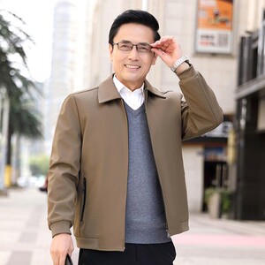 秋季中老年翻领纽扣夹克XS小码矮个子160爸爸装加绒加厚拉链外套S
