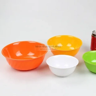仿瓷美耐皿汤碗馄饨圆形螺纹碗塑料外纹碗彩色餐具密胺
