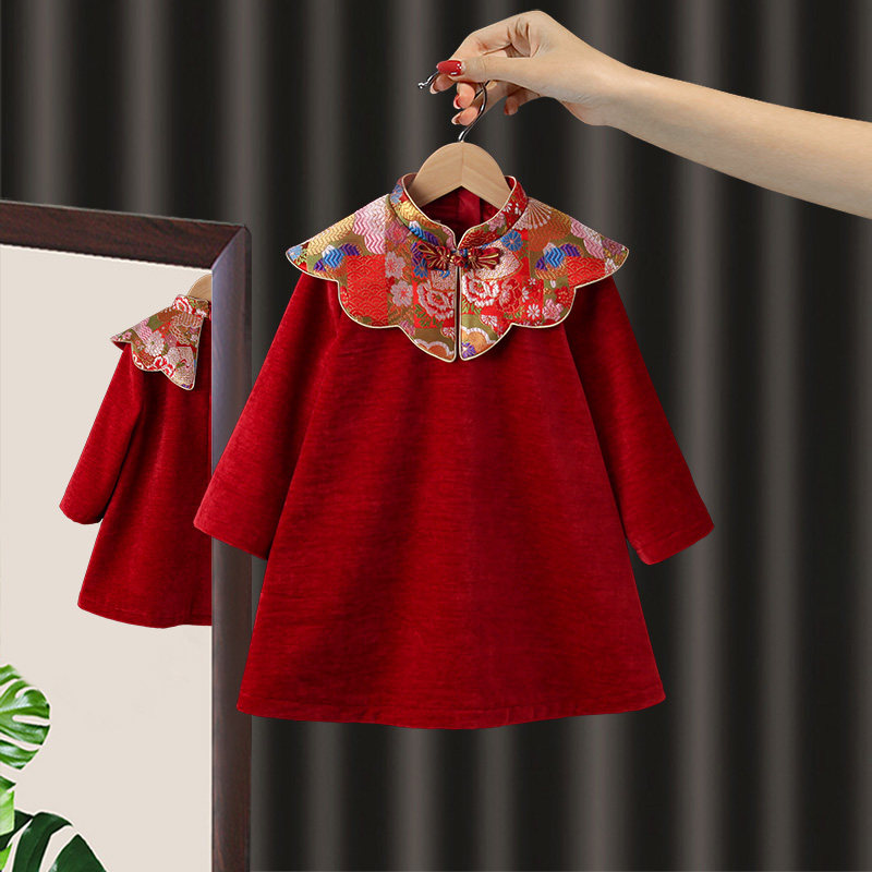 女宝宝周岁礼服中式抓周宴女孩婴儿衣服一岁唐装旗袍裙子国潮秋冬