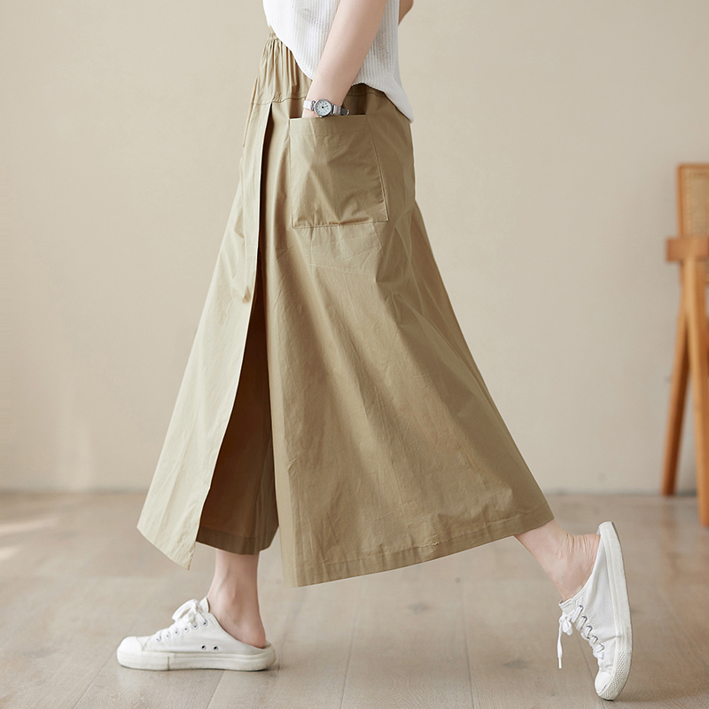 折扣夏季新款聚酯文艺裤裙工装风抽绳A字裙高腰大摆半身裙子