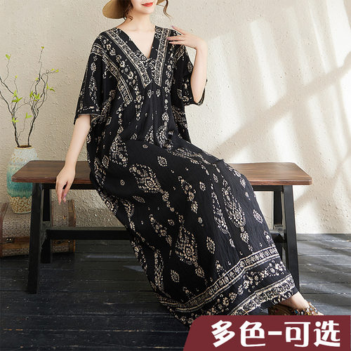 文艺大码连衣裙2025年夏季新款