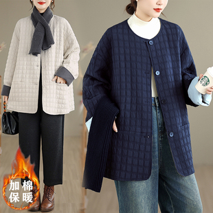 冬宽松休闲圆领上衣棉夹棉外套 新款 折扣捡漏高级感 轻薄棉服女
