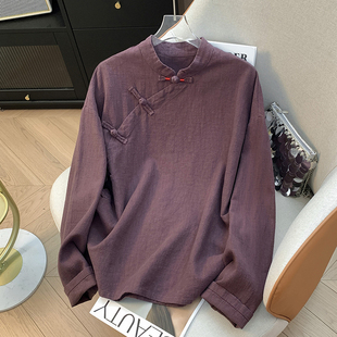 棉麻佛系禅意女装素衣新中式斜襟上衣寺院修行禅服居士服女民族风